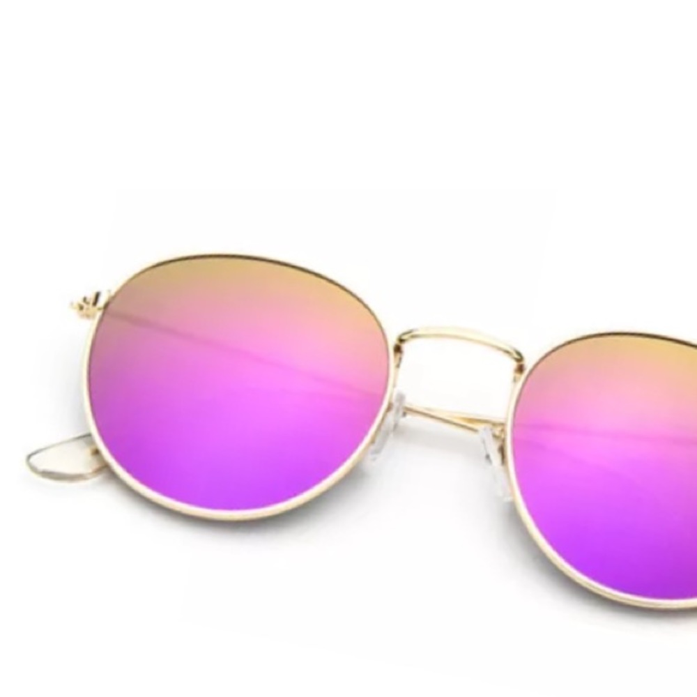 Far Out Round SUNGLASSES Orchid Gold Purple Mirror - Picture 2 of 7